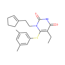 CCc1c(Sc2cc(C)cc(C)c2)n(CCC2=CCCC2)c(=O)[nH]c1=O ZINC000043120519