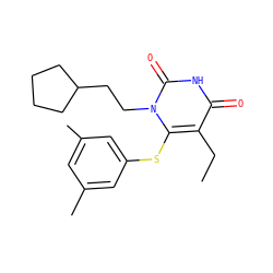 CCc1c(Sc2cc(C)cc(C)c2)n(CCC2CCCC2)c(=O)[nH]c1=O ZINC000043009053