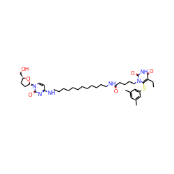 CCc1c(Sc2cc(C)cc(C)c2)n(CCCCC(=O)NCCCCCCCCCCCCNc2ccn([C@@H]3CC[C@@H](CO)O3)c(=O)n2)c(=O)[nH]c1=O ZINC000029561301