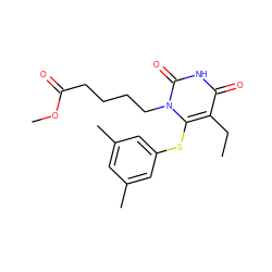 CCc1c(Sc2cc(C)cc(C)c2)n(CCCCC(=O)OC)c(=O)[nH]c1=O ZINC000006424927