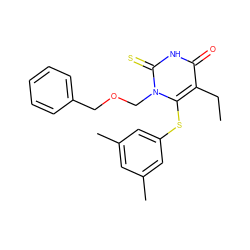CCc1c(Sc2cc(C)cc(C)c2)n(COCc2ccccc2)c(=S)[nH]c1=O ZINC000013775985