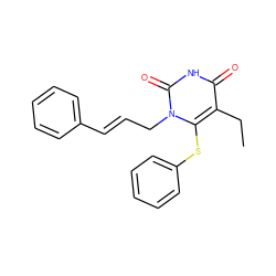 CCc1c(Sc2ccccc2)n(C/C=C/c2ccccc2)c(=O)[nH]c1=O ZINC000006424963