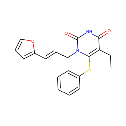 CCc1c(Sc2ccccc2)n(C/C=C/c2ccco2)c(=O)[nH]c1=O ZINC000006424966