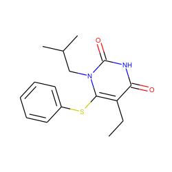 CCc1c(Sc2ccccc2)n(CC(C)C)c(=O)[nH]c1=O ZINC000013775988