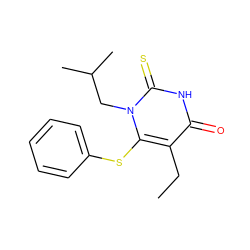 CCc1c(Sc2ccccc2)n(CC(C)C)c(=S)[nH]c1=O ZINC000013775982