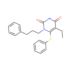 CCc1c(Sc2ccccc2)n(CCCc2ccccc2)c(=O)[nH]c1=O ZINC000013775994