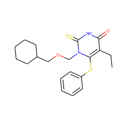 CCc1c(Sc2ccccc2)n(COCC2CCCCC2)c(=S)[nH]c1=O ZINC000013775984
