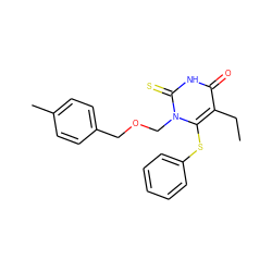 CCc1c(Sc2ccccc2)n(COCc2ccc(C)cc2)c(=S)[nH]c1=O ZINC000000586600
