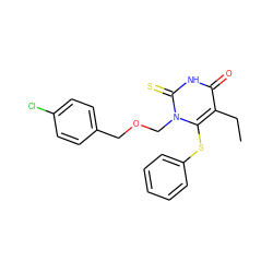 CCc1c(Sc2ccccc2)n(COCc2ccc(Cl)cc2)c(=S)[nH]c1=O ZINC000000586613