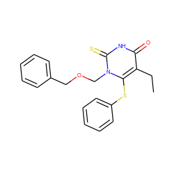 CCc1c(Sc2ccccc2)n(COCc2ccccc2)c(=S)[nH]c1=O ZINC000000586596