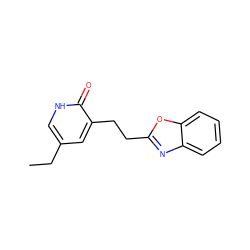 CCc1c[nH]c(=O)c(CCc2nc3ccccc3o2)c1 ZINC000005886960
