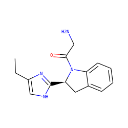 CCc1c[nH]c([C@@H]2Cc3ccccc3N2C(=O)CN)n1 ZINC000013588018