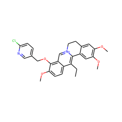 CCc1c2[n+](cc3c(OCc4ccc(Cl)nc4)c(OC)ccc13)CCc1cc(OC)c(OC)cc1-2 ZINC000040919184