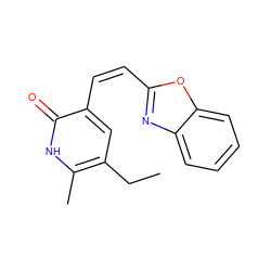 CCc1cc(/C=C\c2nc3ccccc3o2)c(=O)[nH]c1C ZINC000013826409