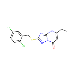 CCc1cc(=O)n2nc(SCc3cc(Cl)ccc3Cl)nc2[nH]1 ZINC000095579616