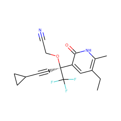 CCc1cc([C@](C#CC2CC2)(OCC#N)C(F)(F)F)c(=O)[nH]c1C ZINC000005887525