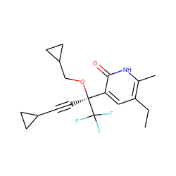 CCc1cc([C@](C#CC2CC2)(OCC2CC2)C(F)(F)F)c(=O)[nH]c1C ZINC000005887529