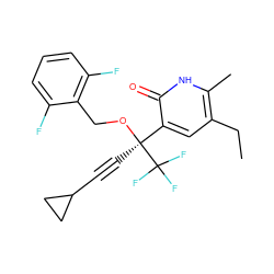 CCc1cc([C@](C#CC2CC2)(OCc2c(F)cccc2F)C(F)(F)F)c(=O)[nH]c1C ZINC000026838615