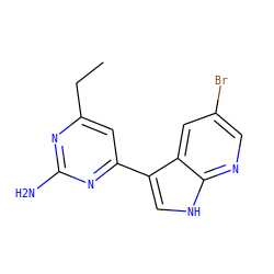 CCc1cc(-c2c[nH]c3ncc(Br)cc23)nc(N)n1 ZINC000116641399