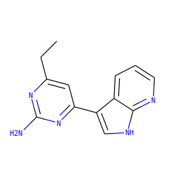 CCc1cc(-c2c[nH]c3ncccc23)nc(N)n1 ZINC000116639917