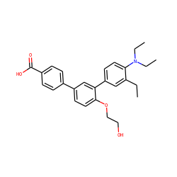 CCc1cc(-c2cc(-c3ccc(C(=O)O)cc3)ccc2OCCO)ccc1N(CC)CC ZINC000113701657