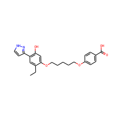 CCc1cc(-c2cc[nH]n2)c(O)cc1OCCCCCOc1ccc(C(=O)O)cc1 ZINC000013738042