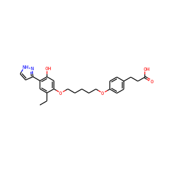 CCc1cc(-c2cc[nH]n2)c(O)cc1OCCCCCOc1ccc(CCC(=O)O)cc1 ZINC000013738045