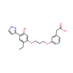 CCc1cc(-c2cc[nH]n2)c(O)cc1OCCCOc1cccc(CC(=O)O)c1 ZINC000013738048