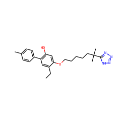 CCc1cc(-c2ccc(C)cc2)c(O)cc1OCCCCCC(C)(C)c1nnn[nH]1 ZINC000013744112