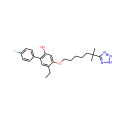 CCc1cc(-c2ccc(F)cc2)c(O)cc1OCCCCCC(C)(C)c1nn[nH]n1 ZINC000001537819