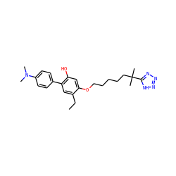 CCc1cc(-c2ccc(N(C)C)cc2)c(O)cc1OCCCCCC(C)(C)c1nnn[nH]1 ZINC000013744117