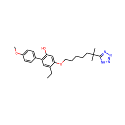 CCc1cc(-c2ccc(OC)cc2)c(O)cc1OCCCCCC(C)(C)c1nnn[nH]1 ZINC000013744115