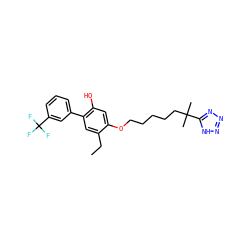 CCc1cc(-c2cccc(C(F)(F)F)c2)c(O)cc1OCCCCCC(C)(C)c1nnn[nH]1 ZINC000013744118