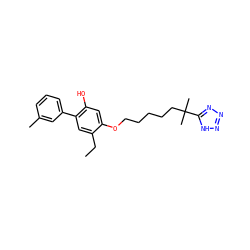 CCc1cc(-c2cccc(C)c2)c(O)cc1OCCCCCC(C)(C)c1nnn[nH]1 ZINC000013744113