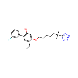 CCc1cc(-c2cccc(F)c2)c(O)cc1OCCCCCC(C)(C)c1nnn[nH]1 ZINC000013744122