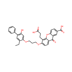 CCc1cc(-c2ccccc2)c(O)cc1OCCCOc1ccc2c(=O)c3cc(C(=O)O)ccc3oc2c1CCC(=O)O ZINC000027313294