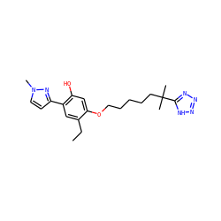 CCc1cc(-c2ccn(C)n2)c(O)cc1OCCCCCC(C)(C)c1nnn[nH]1 ZINC000013738040