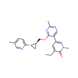 CCc1cc(-c2cnc(C)nc2OC[C@H]2C[C@@H]2c2ccc(C)cn2)cn(C)c1=O ZINC000209425183