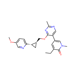 CCc1cc(-c2cnc(C)nc2OC[C@H]2C[C@@H]2c2ccc(OC)cn2)cn(C)c1=O ZINC000209430391