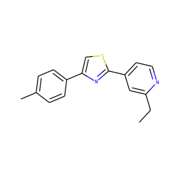 CCc1cc(-c2nc(-c3ccc(C)cc3)cs2)ccn1 ZINC000072180455