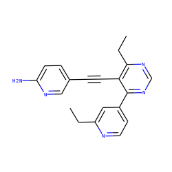 CCc1cc(-c2ncnc(CC)c2C#Cc2ccc(N)nc2)ccn1 ZINC000148881911
