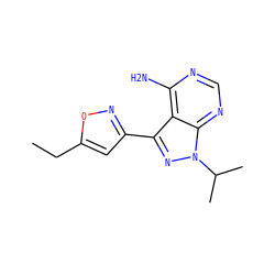 CCc1cc(-c2nn(C(C)C)c3ncnc(N)c23)no1 ZINC000653778439