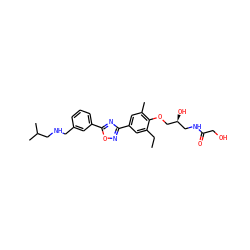 CCc1cc(-c2noc(-c3cccc(CNCC(C)C)c3)n2)cc(C)c1OC[C@@H](O)CNC(=O)CO ZINC000653853273