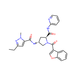 CCc1cc(C(=O)N[C@@H]2C[C@@H](C(=O)Nc3ccccn3)N(C(=O)c3coc4ccccc34)C2)n(C)n1 ZINC000103238612