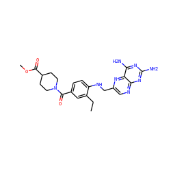 CCc1cc(C(=O)N2CCC(C(=O)OC)CC2)ccc1NCc1cnc2nc(N)nc(N)c2n1 ZINC000095574487