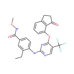 CCc1cc(C(=O)NOC)ccc1Nc1ncc(C(F)(F)F)c(Oc2cccc3c2C(=O)CC3)n1 ZINC000145970058