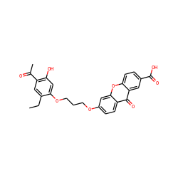 CCc1cc(C(C)=O)c(O)cc1OCCCOc1ccc2c(=O)c3cc(C(=O)O)ccc3oc2c1 ZINC000029566197
