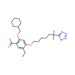 CCc1cc(C(C)=O)c(OCC2CCCCC2)cc1OCCCCCC(C)(C)c1nnn[nH]1 ZINC000103262807