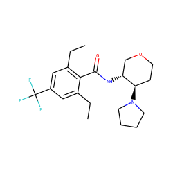 CCc1cc(C(F)(F)F)cc(CC)c1C(=O)N[C@@H]1COCC[C@H]1N1CCCC1 ZINC000118618371