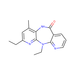 CCc1cc(C)c2c(n1)N(CC)c1ncccc1C(=O)N2 ZINC000005847629